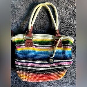 The Sak Multicolor Crochet Stripe Tote - Yellow, Blue, Pink, Orange, Green